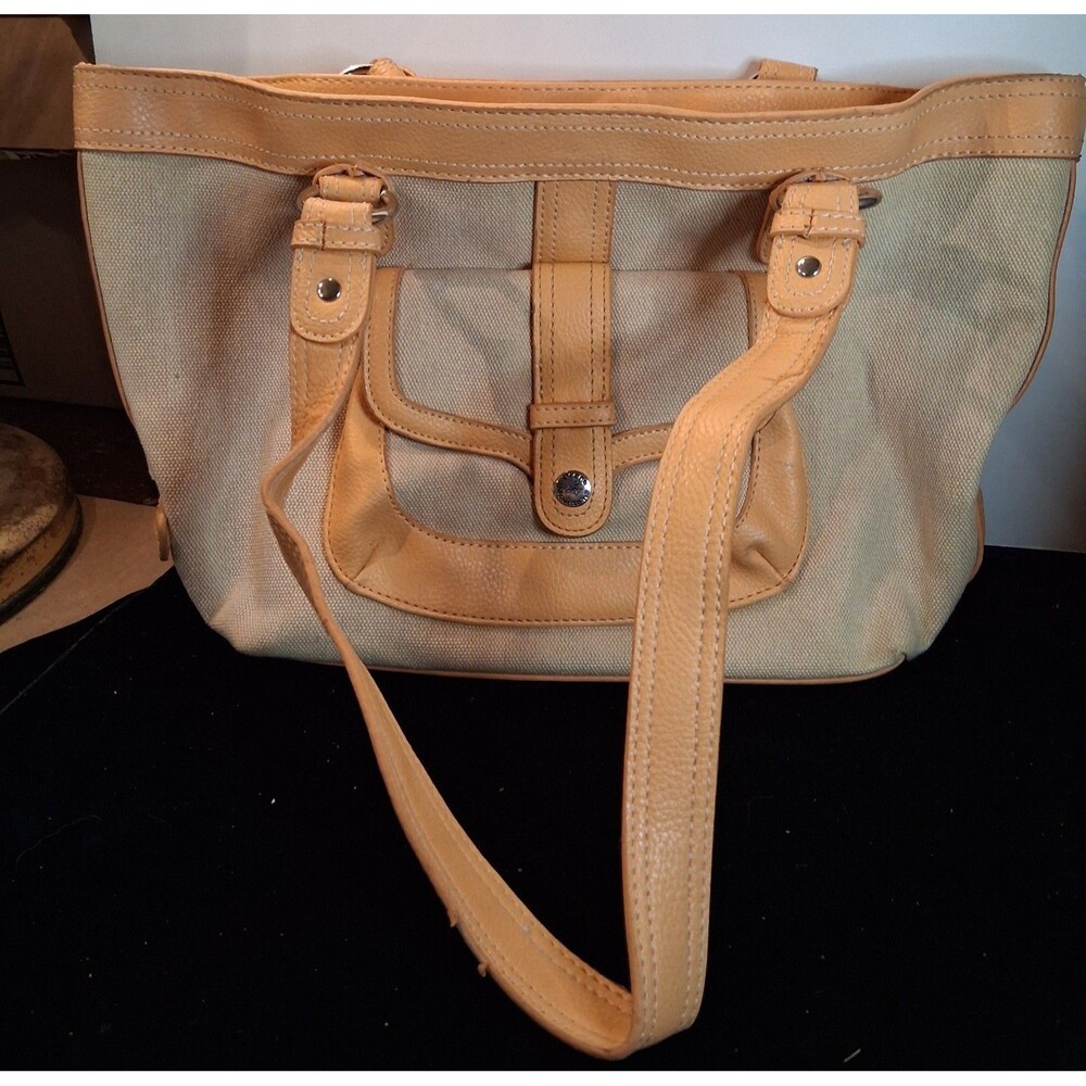 Stone Mountain canvas and genuine leather handbag